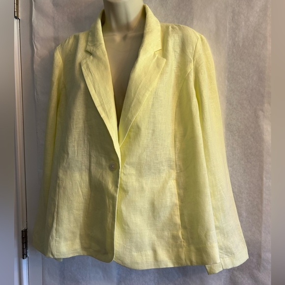 J.Jill Love Linen women's single button Yellow blazer Jacket Sz-PL.  S13 - Picture 2 of 13